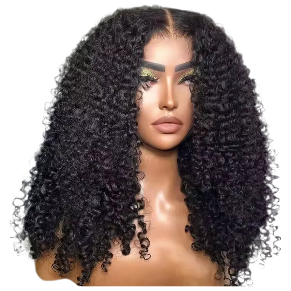 5x5 Curly Burmese Human Hair Wig with natural black curls and 100% raw Burmese hair.
